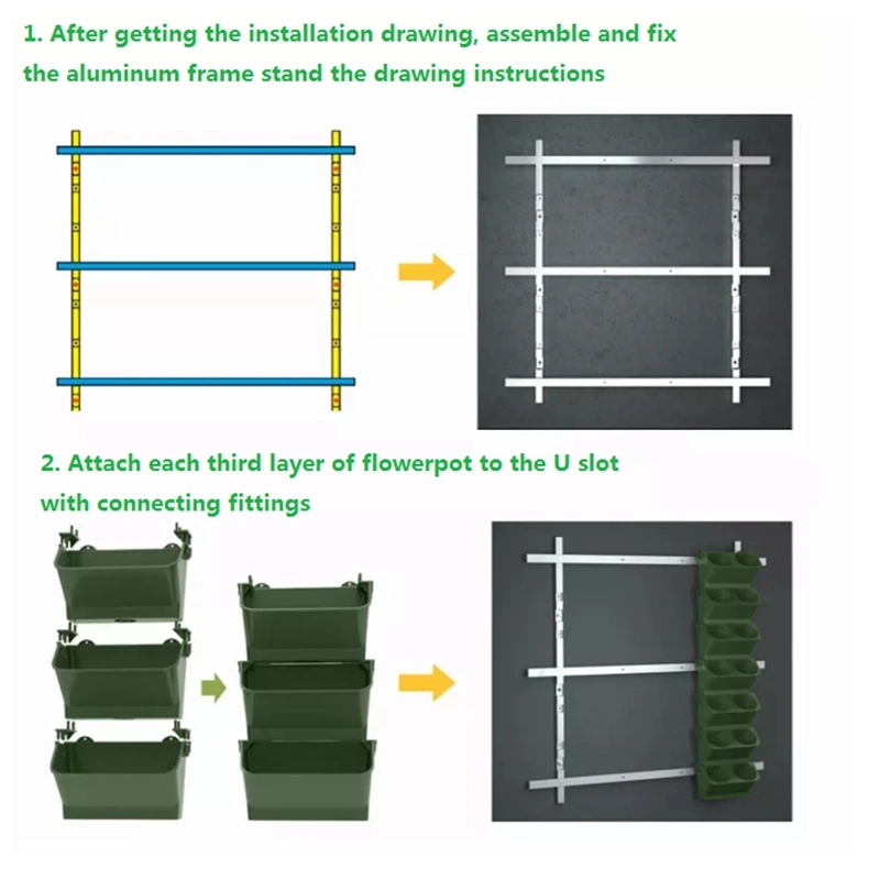 Modern Home Vertical Garden Green Vertical Wall Hanging Hydroponic PP Flower Pot Stackable Plastic Vertical Planter