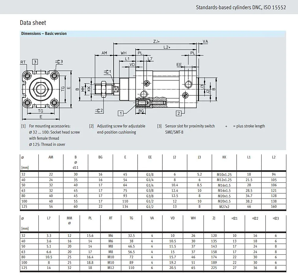 Festo Pneumatic Air Cylinder DNC Standard Cylinder ISO6431